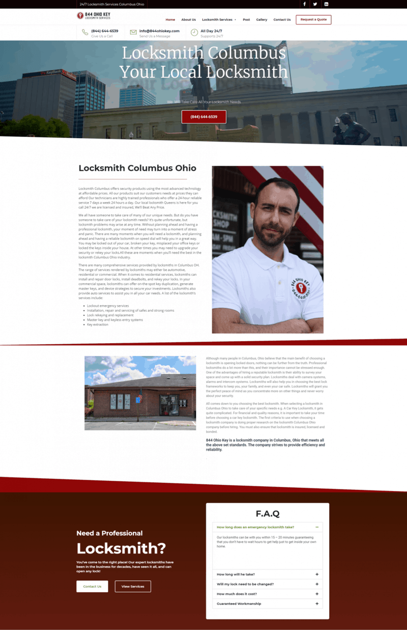 844 Ohio Key locksmith website design