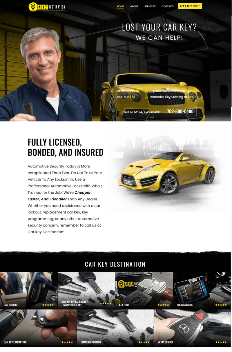 Car Key Destinations locksmith website design