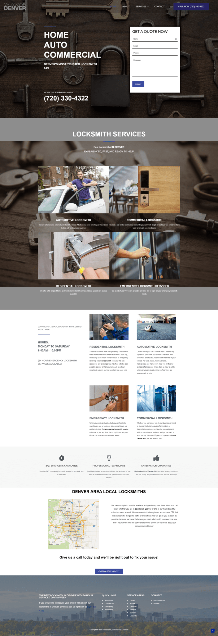 My Locksmith Denver website design, Denver Colorado